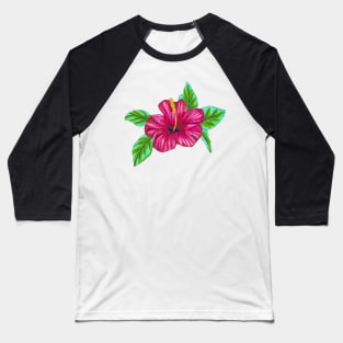 Pink Hibiscus - Marker Illustration Baseball T-Shirt